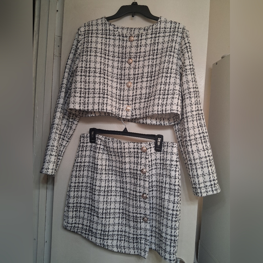 SHEIN Black and White Skirt Set